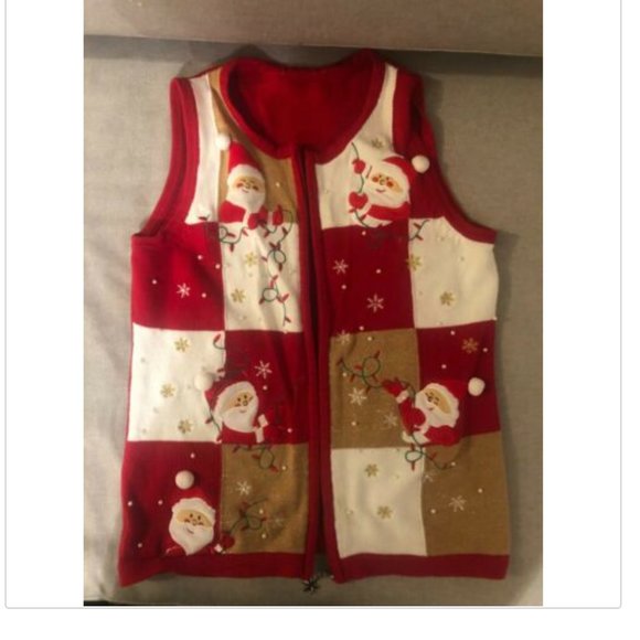 Authentic Vintage Ugly Tacky Christmas Sweater Vest Size Small - Picture 1 of 1